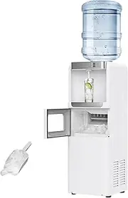 Advwin 3-in-1 Ice Maker, Cold/Hot Water Dispenser 15KG Ice Daily, Top-Loading Design for 2/3/5 Gallon Bottles, Ideal for Home and Office