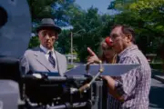 Robert Mitchum Virginia Madsen director David Lowell Rich behi- 1985 Old Photo