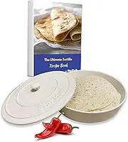 StarBlue 8 Inches Ceramic Tortilla Warmer with Free Recipes ebook - White, Insulated One Hour and Holds up to 24 Tortillas, Chapati, Roti, Microwavable, Oven Safe