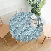 Mermaid Tablecloth Round Table Cloth 60 Inch Waterproof Party Table Covers for Picnic Kitchen Outdoor