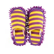 Catzon Cozy Washable Dust Mop Slippers Stripe Home Slippers-Purple