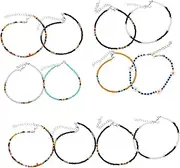 WATIIFUFU 12 Pcs Color Bead Anklet Beaded Anklet for Party Anklet for Women Ankle Bracelets for Women Puka Shell Necklace Men Beach Bead Anklet Break Every Chain Jewelry Women Beaded Anklet