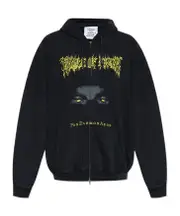 graphic-print zip-up hoodie M black
