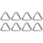 8 Pcs Triangle Spring Key Ring 1 Inch Metal Buckle, Silver