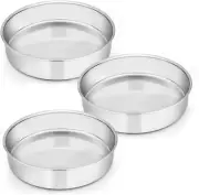 8 Inch Cake Pan Set of 3, Stainless Steel Round Layer Cake Baking Pans,...