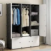 Taoluwin Wardrobe, DIY Clothes Storage Wardrobe, 12 Cube Storage Cabinet with Doors, Plastic Portable Closet, Storage Shelf for Home, Office, Bedroom