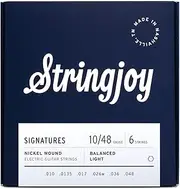 Stringjoy BAL10 Signatures Nickel Wound Guitar Strings, 10-48 Balanced Light Gauge, Electric Guitar Strings for Enhanced Tone, Guitar Strings Electric 6 String Set