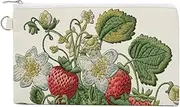 [HJUQNGF] Canvas Coin Purse Strawberry Embroidery Small Wallets for Women Slim Wallet with Zipper Key Ring Cute Change Purse Small Zipper Pouch, Strawberry Embroidery, One size, Pattern