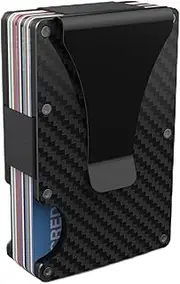 [zolyet] malist Wallet for Men or Women Carbon - Blocking Credit Card Holders Small Metal Wallet Organizer- Money Clip Slim Fro Pocket Husband Dad Wife(Black) Black