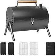 Outdoor Barbecue Charcoal Portable BBQ Grill, with Removable Charcoal Pallet, Large Coal BBQ Smoker for Home Garden Party Cooking, Party, Camping, Patio, Garden, Comes with Kitchen Tong