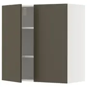 METOD wall cabinet with shelves/2 doors, white/Havstorp brown-beige, 80x37x80 cm