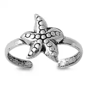Starfish Toe Ring 925 Sterling Silver 10mm Band Adjustable