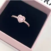 *Brand New* Pandora Sparkling Pink Elevated Heart Ring Size 6