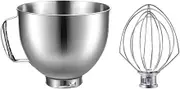 Stainless Steel Bowl Eggbeater ，Compatible for KitchenAid 4.5-5Quart Tilt Head Stand Mixer Mixer Bowl Dishwasher Safe