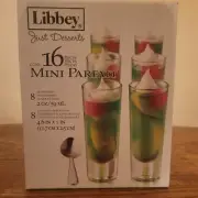 Libbey Just Desserts 16 Pc Mini Parfait Dessert Dishes & Dessert Spoon Set
