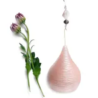 在飛比找ETMall東森購物網優惠-WIDE VIEW 浪漫珠光粉紅香氛水滴造型蠟燭-小