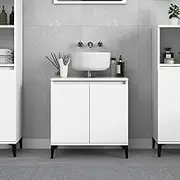 Sink Cabinet White 58x33x60 cm Engineered Wood with Durable Stability, Spacious Bathroom Organizer with Practical Doors and Sturdy Wooden Feet