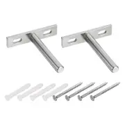 2Pcs 3 Inch Wall Mounting Floating Shelf Bracket Blind Shelf Support, Silver