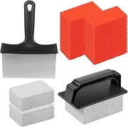 25 Pieces Griddle Cleaning Kit for Blackstone, Grill Cleaner Kit with Griddle Scraper, Scouring Pads, Cleaning Stone and Handle Flat Top Grill Blackstone Griddle Accessories (25 Pieces)