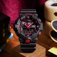 在飛比找PChome24h購物優惠-CASIO 卡西歐 G-SHOCK 火焰紅黑雙顯手錶 GA-