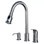 16" Pull-Down Spray Kitchen Sink Faucet Soap Dispenser Stainless Steel Finish