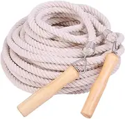 rockible Long Jump Rope Skipping Rope Wooden Handle Training Jumping Rope for Primary School Competition Home Gym Indoor Sports