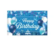 Birthday Backdrop Banner, Happy Birthday Backdrop Party Decorations For Kids Adults, Extra Large Birthday Backdrop And Door Banner Decorations1pcsblue