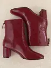 NIB J. CREW Women's WILLA CRINKLE PATENT LEATHER ANKLE BOOTS RED OCHRE Size 7