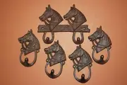 (5)pcs, COUNTRY WESTERN KITCHEN DECOR, HORSE WALL HOOK, CAST IRON RUSTIC W-60,8
