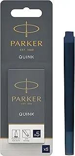 [PARKER] QUINK Long Fountain Pen Ink Refill Cartridges, Blue-Black, 5 Count