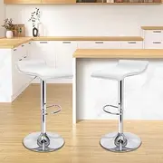 [ALFORDSON] 2X Bar Stool PU Leather Swivel Saxton Kitchen Barstools in 53-73cm Adjustable Backless Seat Height Counter Dining Chairs with Footrest and Floor Protector (White)