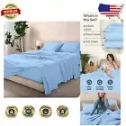 Soft & Breathable 4PC Bed Sheet Set - 400 TC Egyptian Cotton in Light Blue