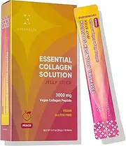 Essential Collagen Solution Jelly Stick, 3000 mg Vegan Collagen Peptide, Vitamins & Minerals, On-The-Go Snack… (10 packs, Peach)