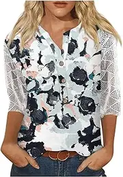 [Generic] Womens Three Quarter Sleeve Tops,Casual Summer top y2k Summer Tops Shirts for Women Dressy Casual Womens Spring Tops 2023 top for Woman t Shirts for Women Trendy Womens Tops Summer