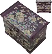 February Mountain Mother of Pearl Wooden Jewelry Organizer Box – Jewelry Storage Box for Women, Features Spacious Drawers, Ideal for Rings, Bracelets, Watches, Chains, Accessories