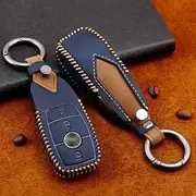 ontto 1pc for Mercedes Benz A B C E S GLA GLC GLE Class Key Cover Case Leather Key Fob Cover Keyring for Mercedes Benz W213 2018 W213 E200 E260 E300 E320 Accessories Key Shell Key Protector Blue