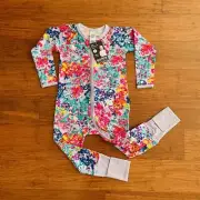 Bonds Baby Purple Wildflowers Yellow Pink Floral Zip Wondersuit Size 2 BNWT