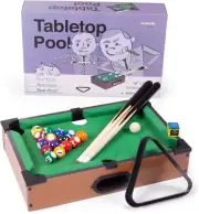 Tabletop Pool, Mini Pool Table & Billiard Set | Small Billiards Game with 16 Res