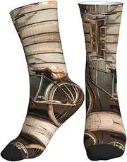 [ALLiYa] Vintage Bike Compression Socks For Women Men Circulation Is For Athletic Running Cycling Daily Wear, 1 Black, One size