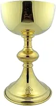 Religious Gifts - High Polished Brass 5 Ounce Chalice with Etched Budded Cross