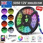 RGB LED Strip Lights IP65 Waterproof 5050 5M 300 LEDs 12V + Bluetooth Receiver