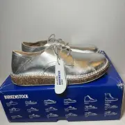 Birkenstock Womens Gary Loafer, Silver Leather, Size 38 N EU (7-7.5 N US Women)