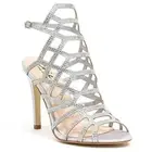 Lady Couture Kent Silver Embellished Fabric Gladiator Heels Ladies Shoes (8.5)