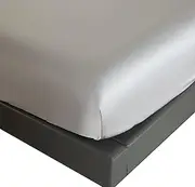 Aulaire 60s 100% Bamboo Lyocell Fabric Bedding in Silver Grey (Fitted Sheet, Double)