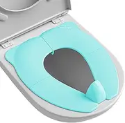 Maliton Travel Potty Seat for Toddler & Kid Travel, Portable Foldable Potty Seat with Storage Bag, Non-Slip Potty Training Toilet Seat Cover wth Splash Guard (Aqua Green)
