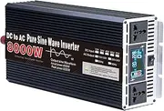 New Upgraded 8000 Watts Pure Sine Wave Inverter, 12V/24V/48V/60V/72V DC to 110V/220V AC Power Inverter with 2 AC Outlets for Truck, Vehicle, Power Outage,48V to 220V