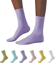 FLYDO 6 Pairs Bamboo Socks Womens Thin Crew Socks for Women Ankle High Lightweight Premium Bamboo Super Soft