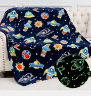 Glow in the Dark Galaxy Blanket 50"X60" - Space Toys Gift for Kids Ages 1-10