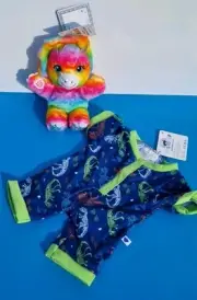 BUILD A BEAR Rainbow Triceratops Mini Beans Dino With Big Sleeper Rarrrr!! BNWT