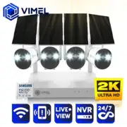 WIFI NVR Security System 4 cameras Solar 128GB UHD 2K Wireless Cloud Home